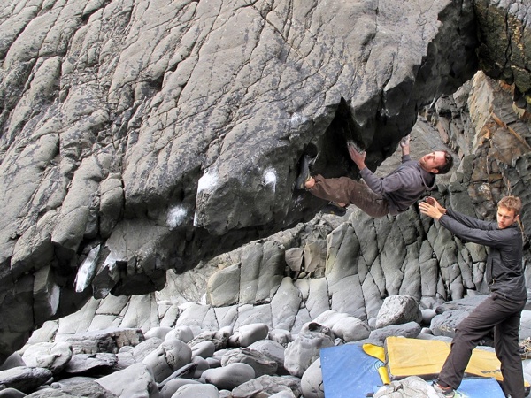 Jake Surman working The Non-Conformist 7c, Lucky Hole